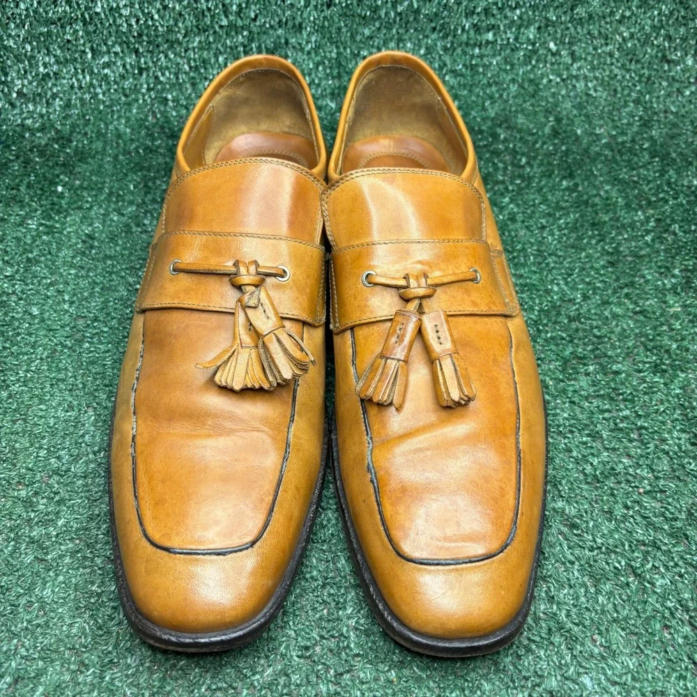 Johnston Murphy J&M 1850 Tassel Loafers Leather Slip On Tan Mens Shoes Size 12 M